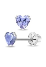 gorgeous white gold heart June birthstone baby earrings